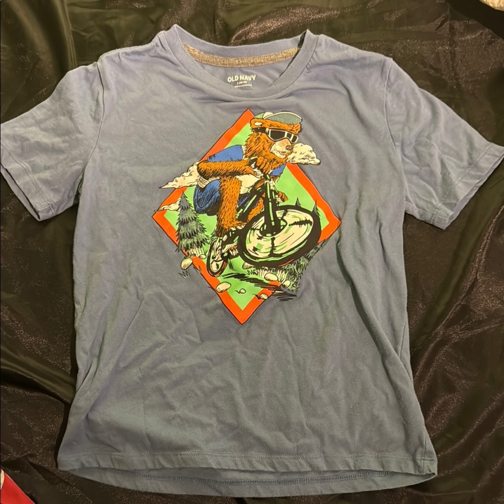 Old Navy Blue Short Sleeve Tee Vibrant Graphics